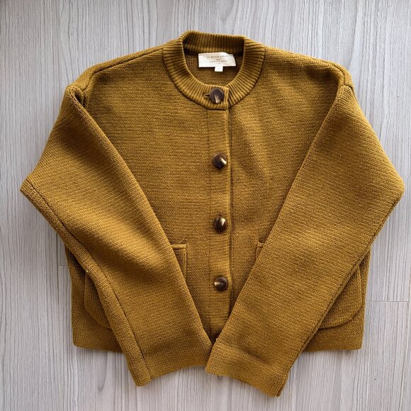 Sezane Valerio Jacket. Merino Wool Knit Sweater. Olive Green. Size XS - Picture 3 of 7